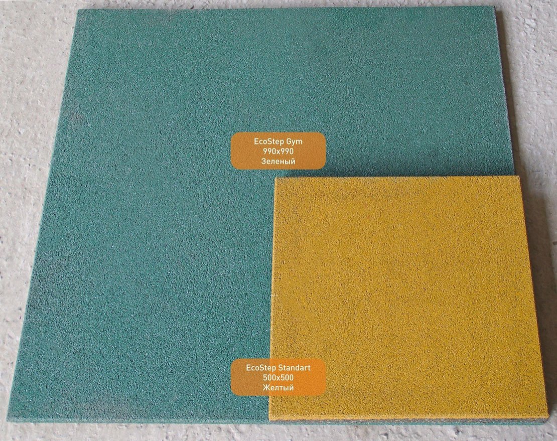 Резиновая плитка EcoStep Gym/Джим 500х500 (15-60 мм) с ровным основанием - вид 2